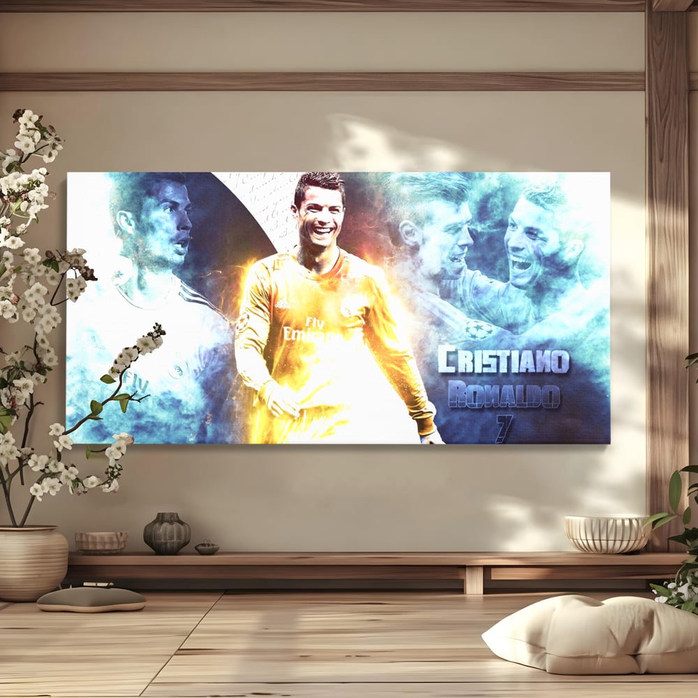Tablou canvas cu tablou canvas cu cristiano ronaldo, fara rama, pe sasiu de lemn